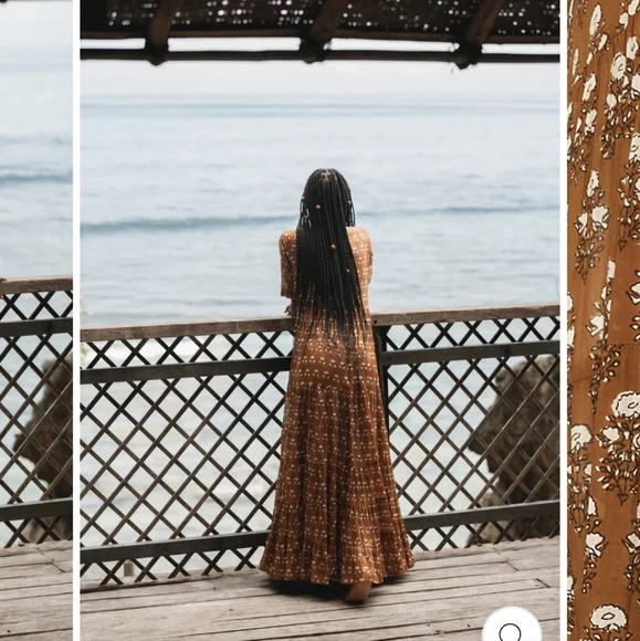 Daughters of India Chaaya Maxi Dress in Chai Cotton tiered vneck maxi dress - Picture 6 of 13